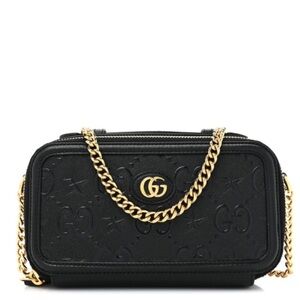 GUCCI  Calfskin GG Monogram Star Embossed GG Top Handle Phone Case
